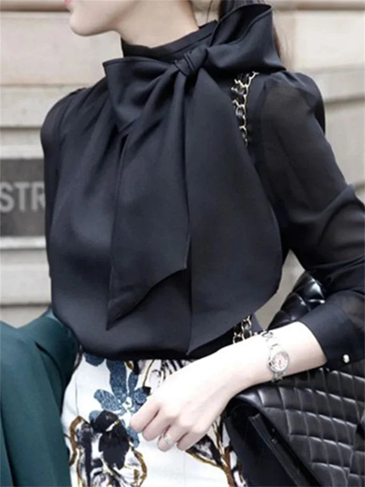 Women Spring Summer Style Chiffon Blouses Shirts Lady Casaul Long
