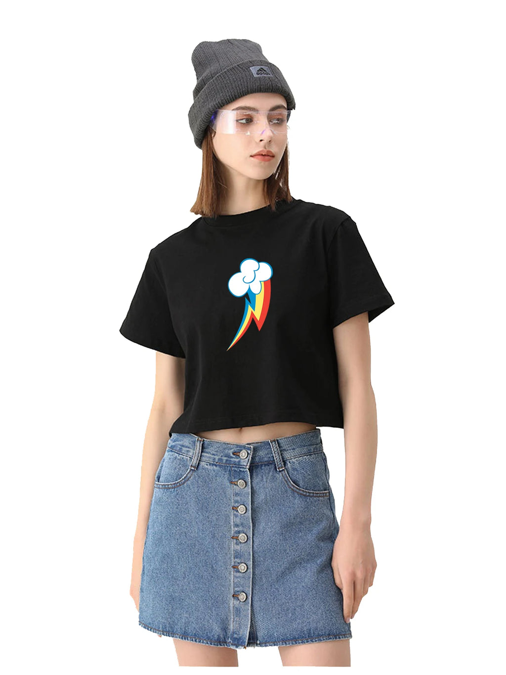 Rainbow Dash Cutie Graphics Design Cute Sexy Crop Tee Women's Street