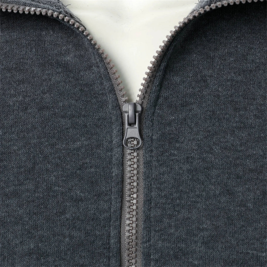 Men's casual sports zipper stand collar hoodie coat men's solid color