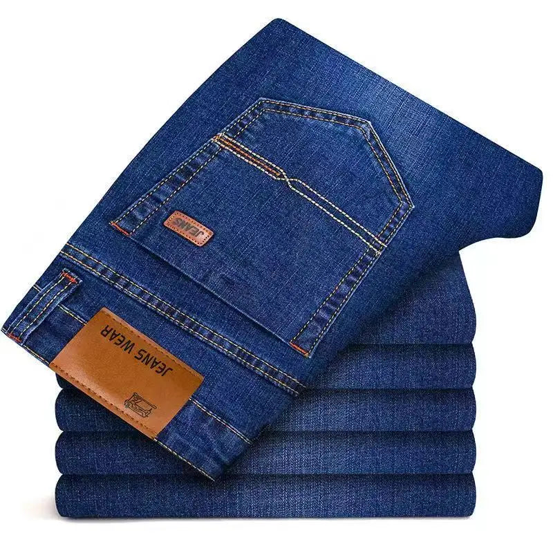 2025 New Autumn Classic Men's Fitted Stretch Jeans High-end Blue Black