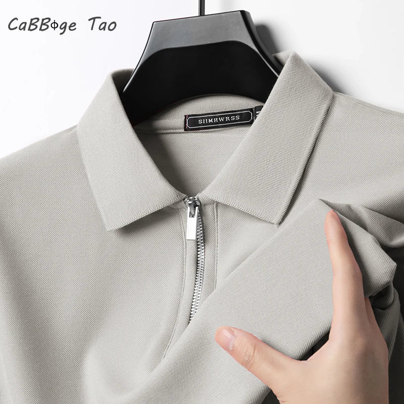 Summer New Men's Casual Slim Fit Polo Shirt Flip Collar Breathable