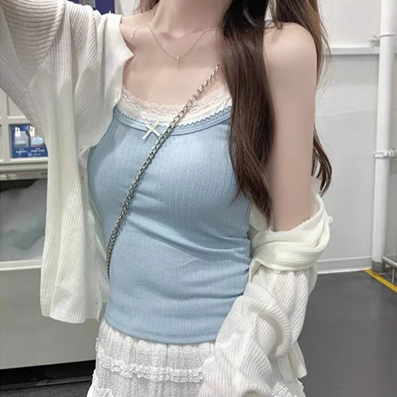1pcs Girl Sleeveless Tops Womens Sweet Straps Vests Lady Inside Wear