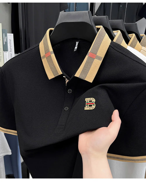 Summer Men's Luxury Brand Letter POLO Shirt Skin Friendly Comfortable