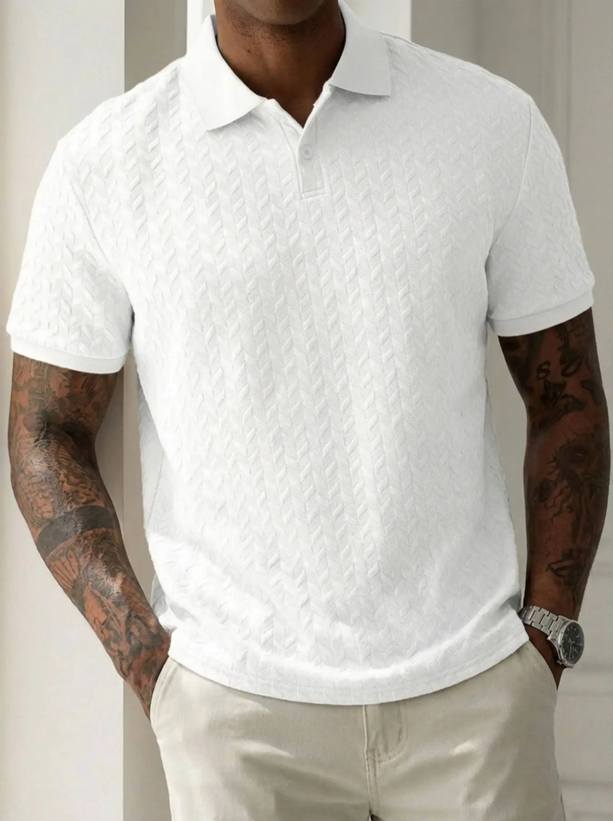 New men's summer breathable polo shirt, short-sleeved pure color