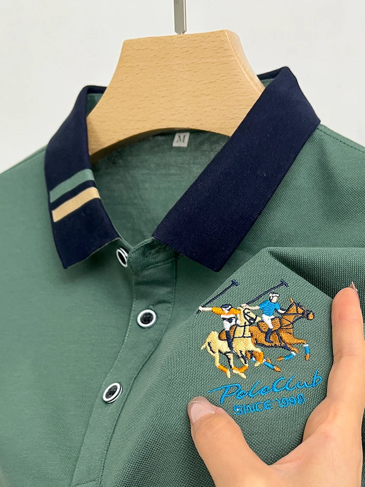 Men's Cotton New Summer Exquisite Embroidered Short Sleeved Polo Shirt