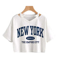 Letter New York Print Cropped Tshirt Women's Short Sleeve T Shirt