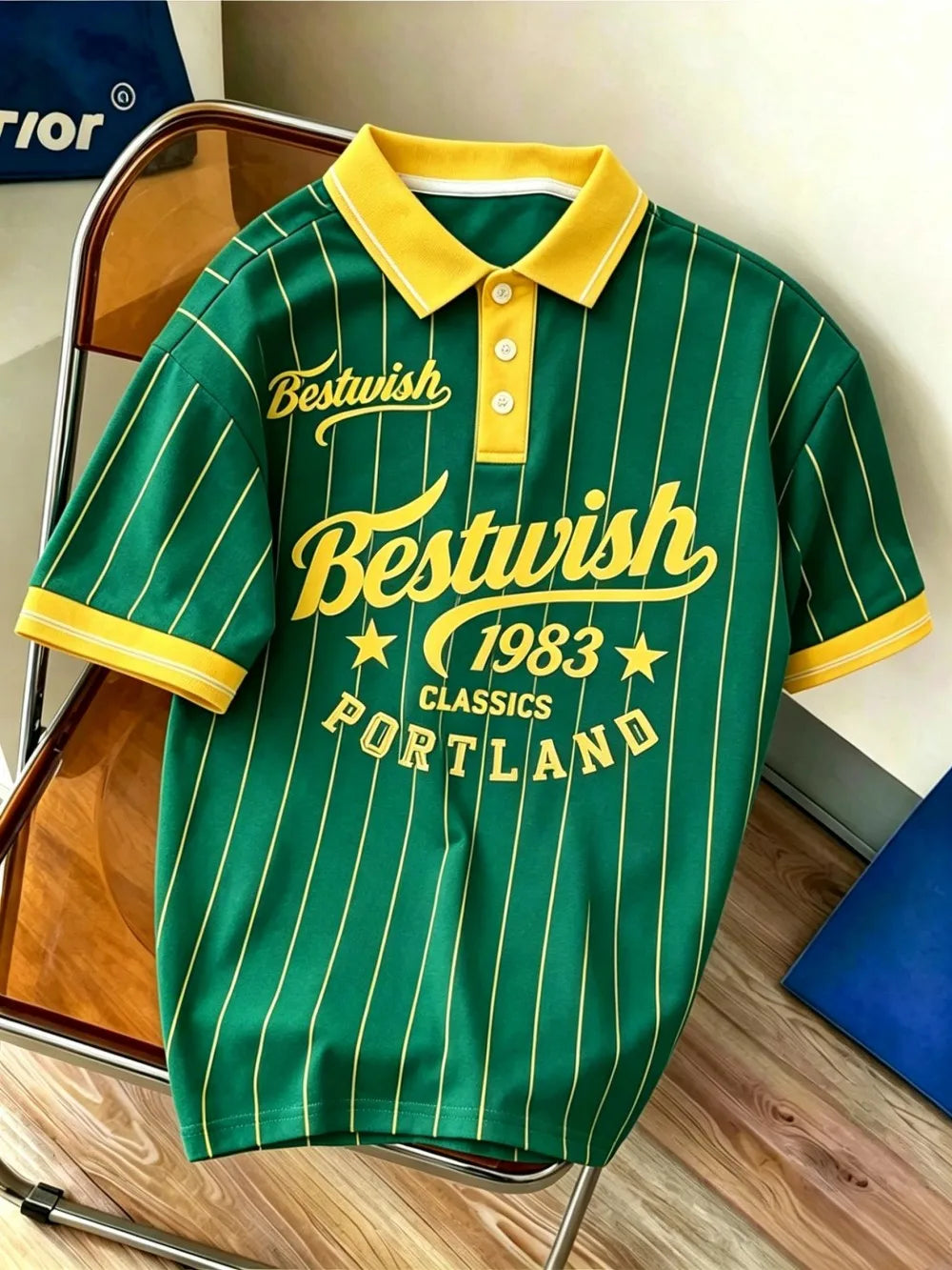 American Men's Summer Retro 1983 Striped Letter Print Comfortable