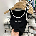 Women Solid Round Neck Embroidered Letters Tank Top 2026 Camisole