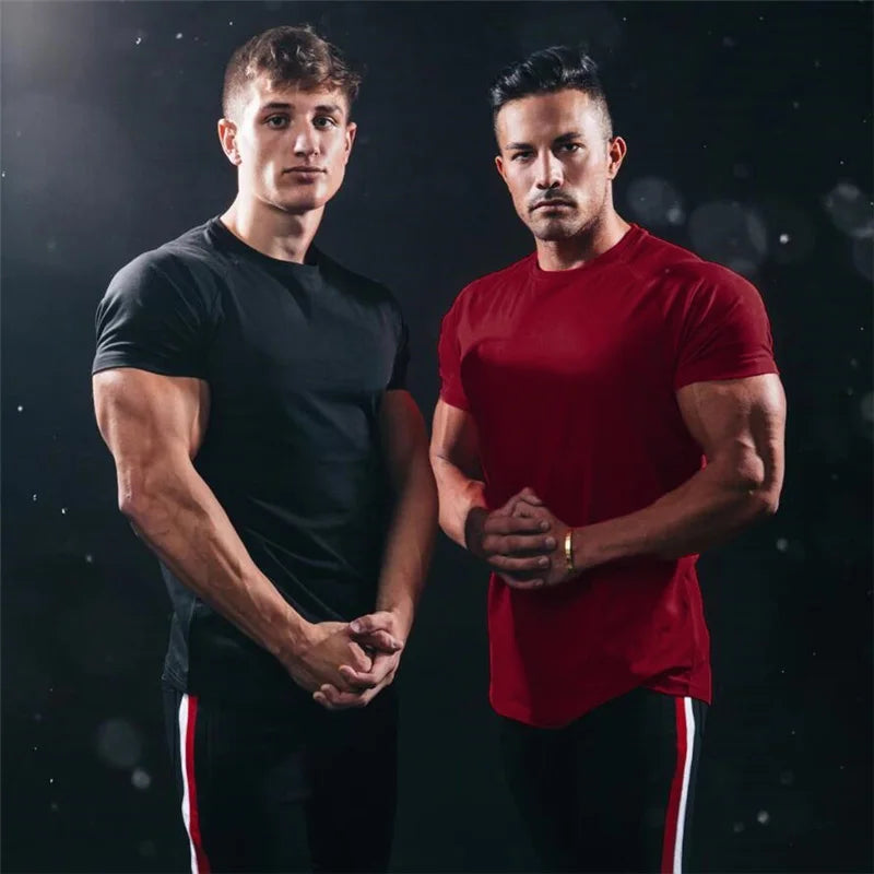 Plain T Shirt Men Casual Short Sleeve Muscle Joggers Bodybuilding