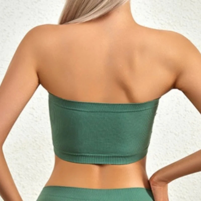 Strapless Tube Top Seamless Ribbed Bras Non-Wire Bandeau Bra Women