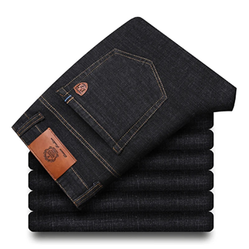2024 Fashion Men Stretch Loose Straight Jeans Casual Elastic Slim Fit