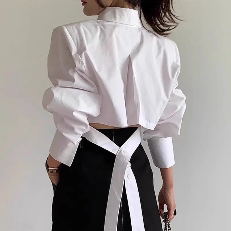 Spring Autumn New Fashion Turn-down Collar Long Sleeve Solid Color