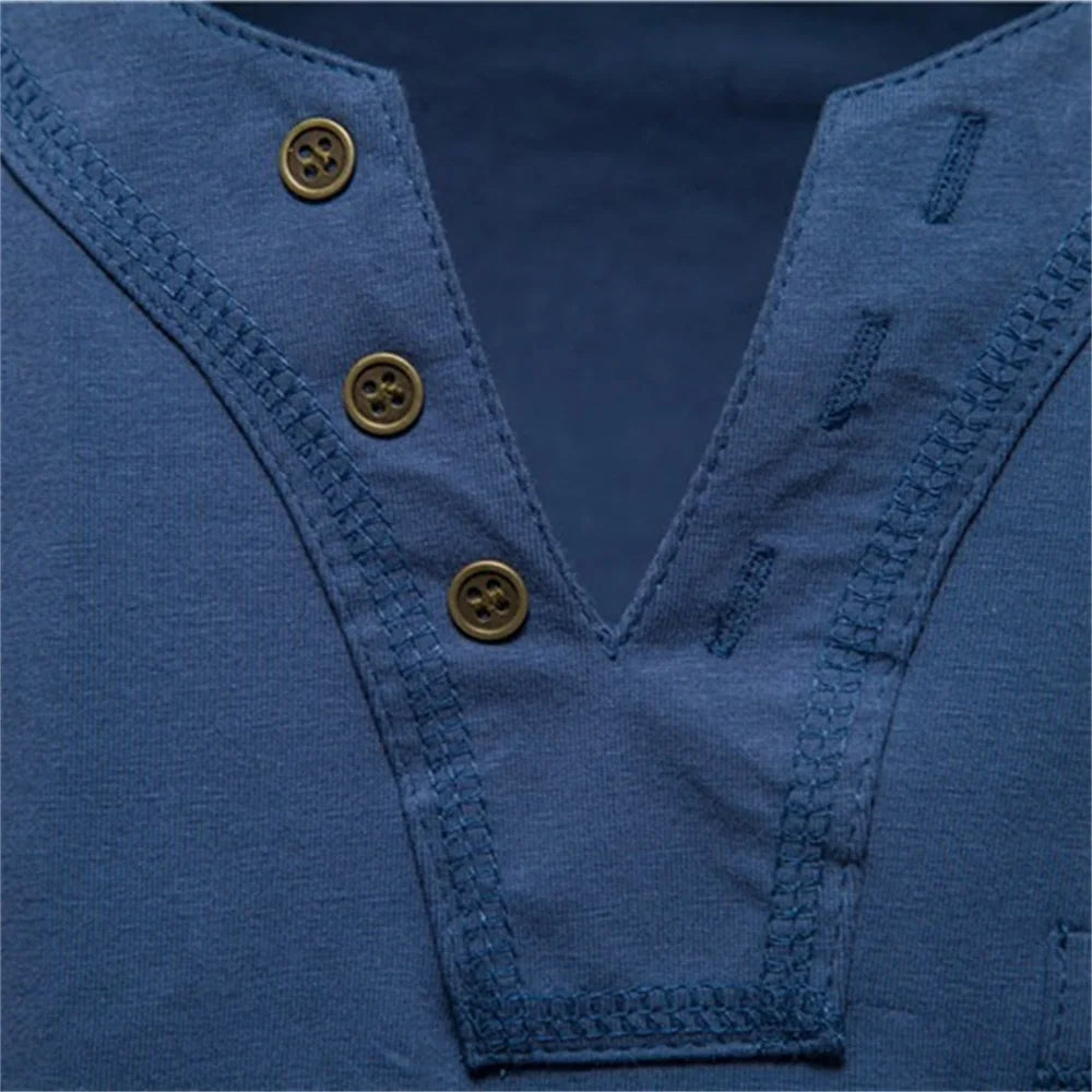 2021 Summer Top Quality Cotton T Shirt Men Solid Color Design V-neck