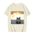 Whimsical Cat Explosion Graphic T Shirt Women Funny Short Sleeve
