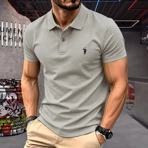 100% pure cotton high-end brand men's short sleeve polo shirt 2026