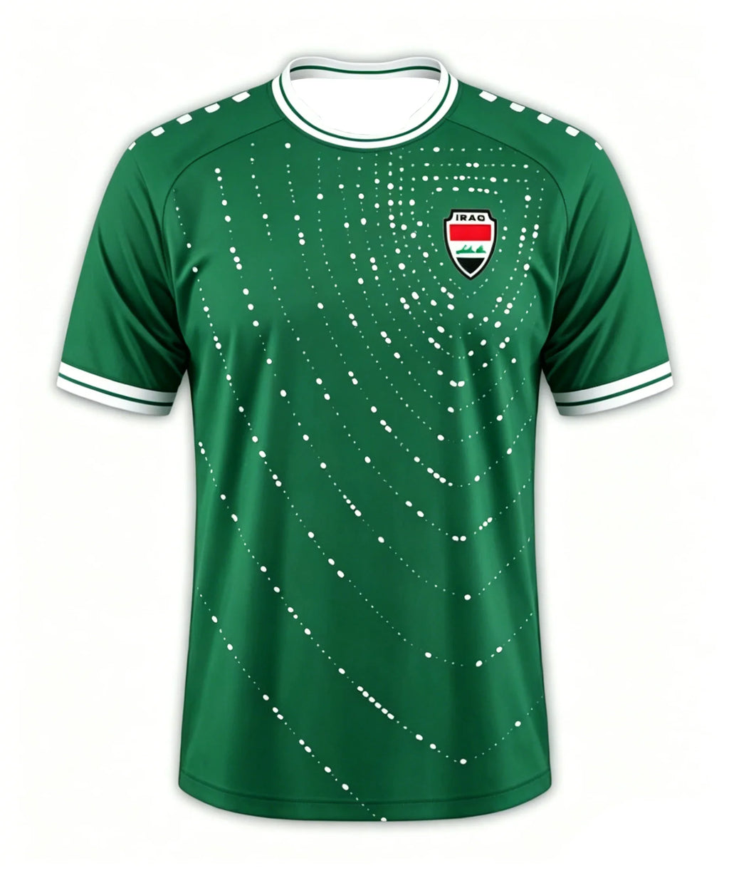 2026 Iraq Style Football Jersey Quick Dry Breathable Green White Fans