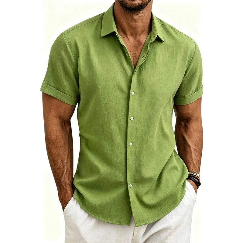 2026 Cotton Linen Shirts for Men Casual Shirts Lightweight Short