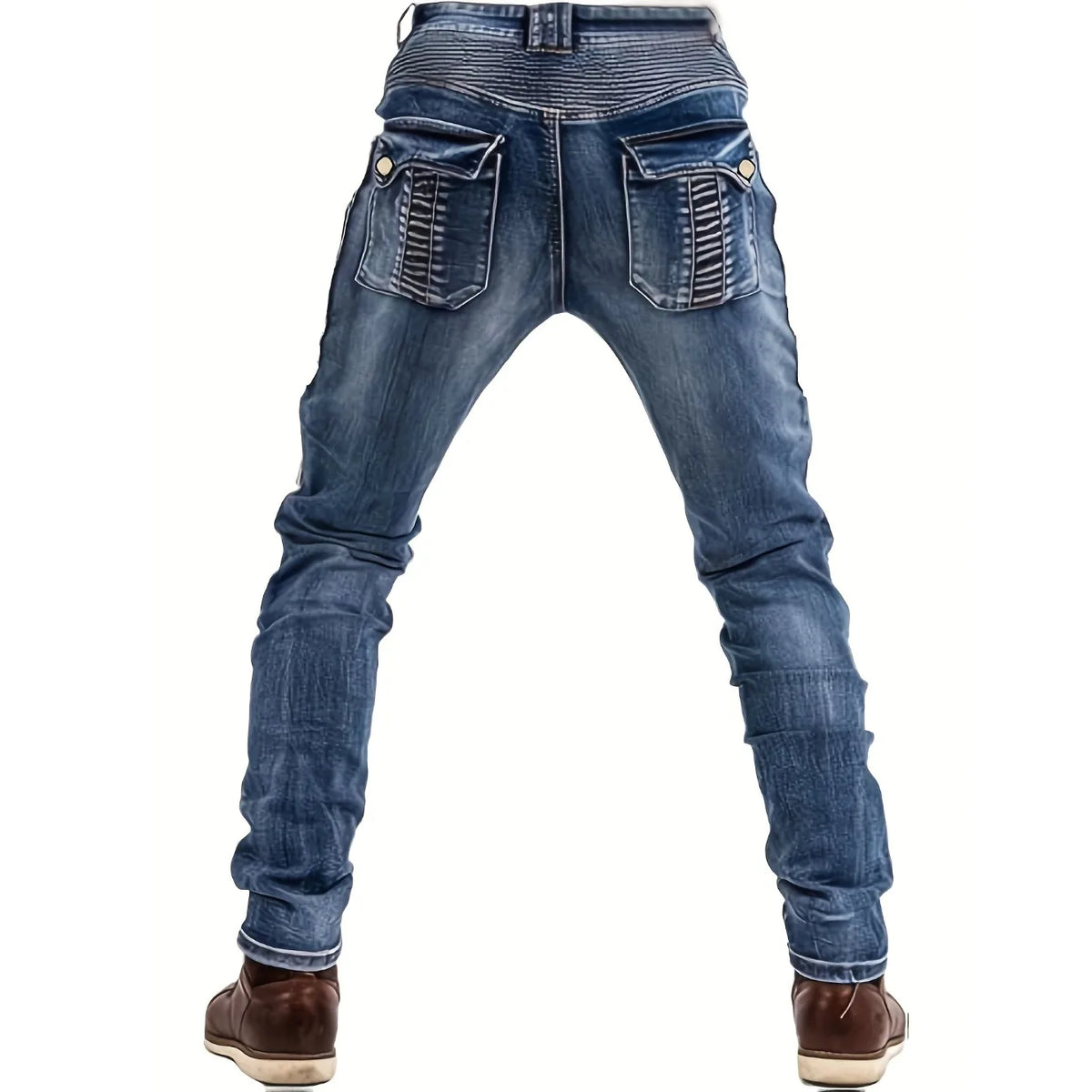 FY10011 Men's Slim-Fit Fashion Stone-Washed Jeans Cargo Jeans Mens
