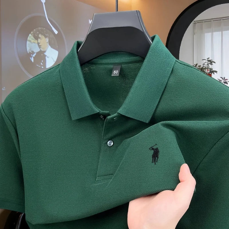 100% pure cotton high-end brand men's short sleeve polo shirt 2026