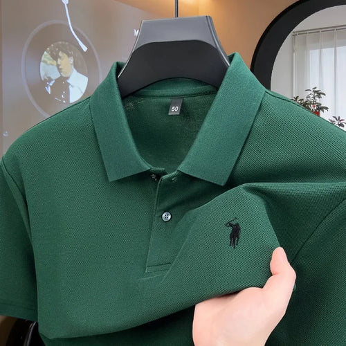 100% pure cotton high-end brand men's short sleeve polo shirt 2026