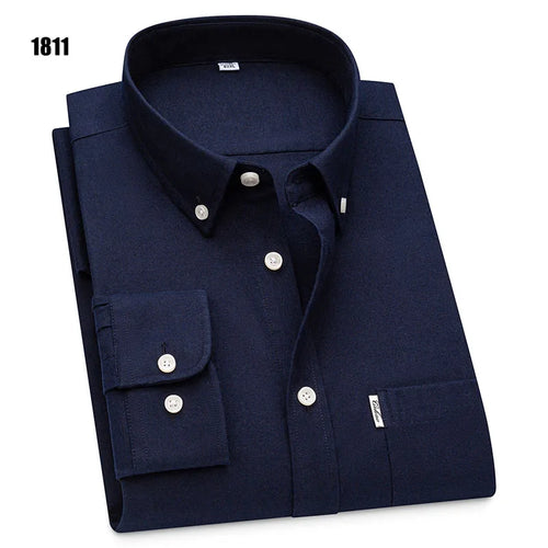 Men's 100% Pure Cotton Oxford Solid Long Sleeve Shirts Business Social