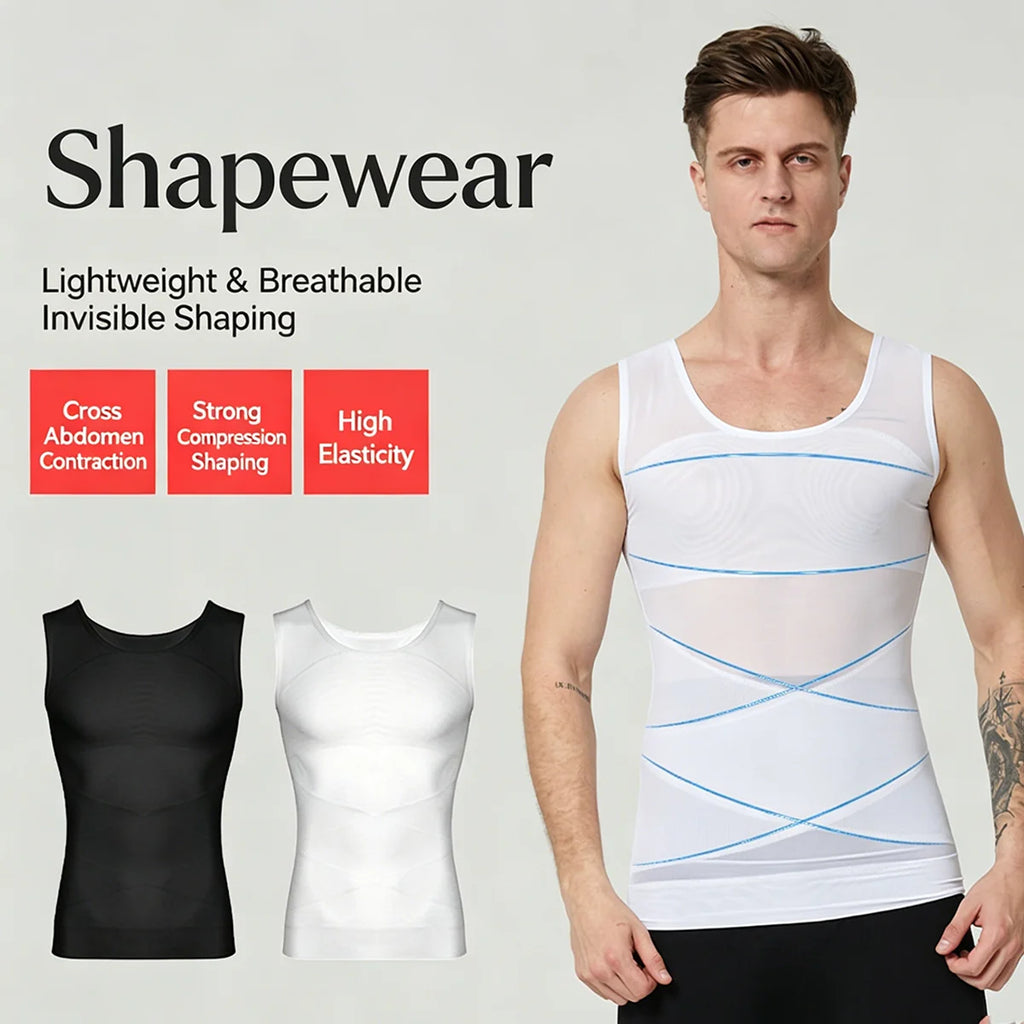 Men Compression Shirts for Men Shapewear Chest Abdomen Control Body