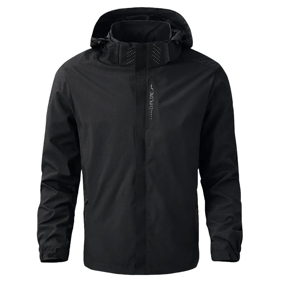 Men's Outdoor Waterproof Raincoat Lightweight Cycling Coat with Hood