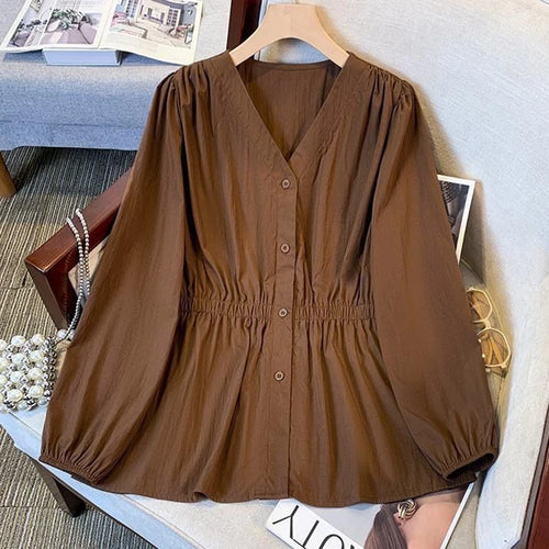 200 Pounds Plus Size Office Lady Shirt And Blouse Solid Top Women