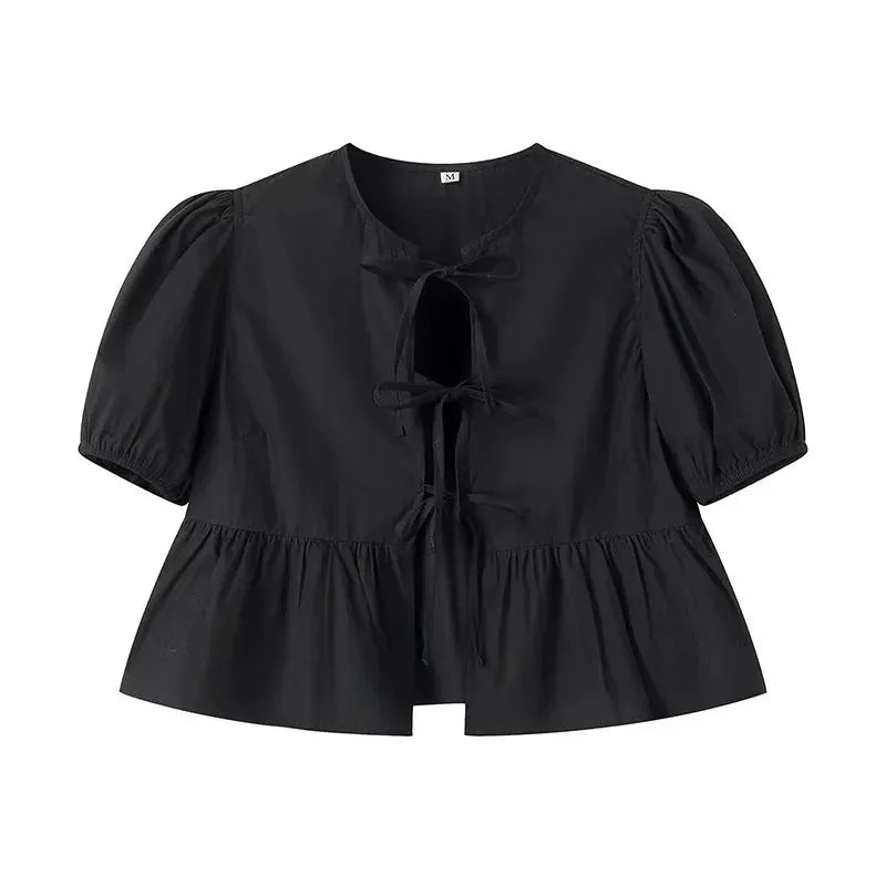 MUJER Ruffle Blouses Woman Puff Sleeve Shirts and Blouses for Women