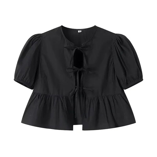 MUJER Ruffle Blouses Woman Puff Sleeve Shirts and Blouses for Women