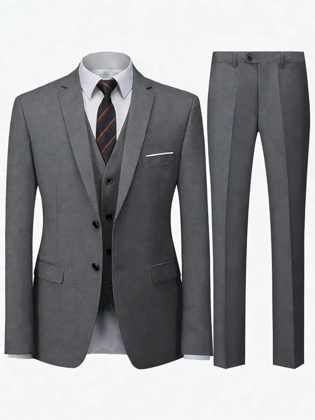 Men's Burgundy 2-Piece Suit Set (Blazer + Trousers Only, No Vest