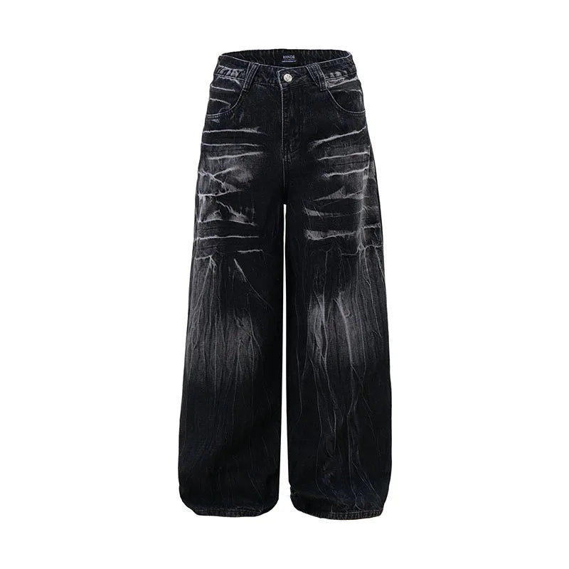 Autumn Winter Korean Vintage Jeans Lightning Pattern Design Men'S