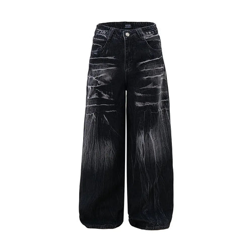 Autumn Winter Korean Vintage Jeans Lightning Pattern Design Men'S