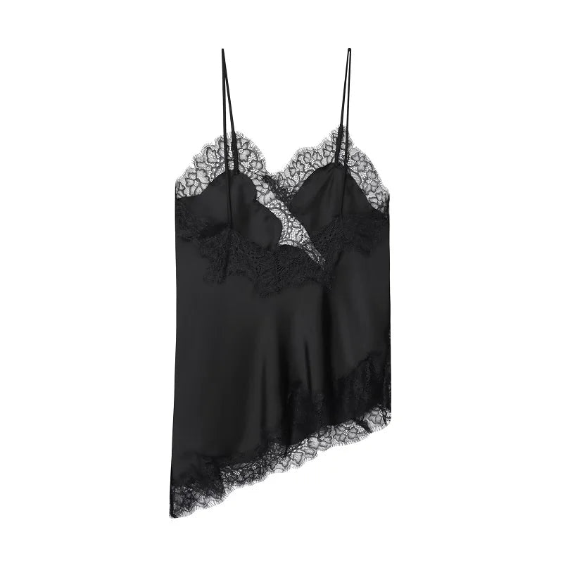MUJER Black Lace Tops for Women Camisole Sexy Backless Tops Woman 2025