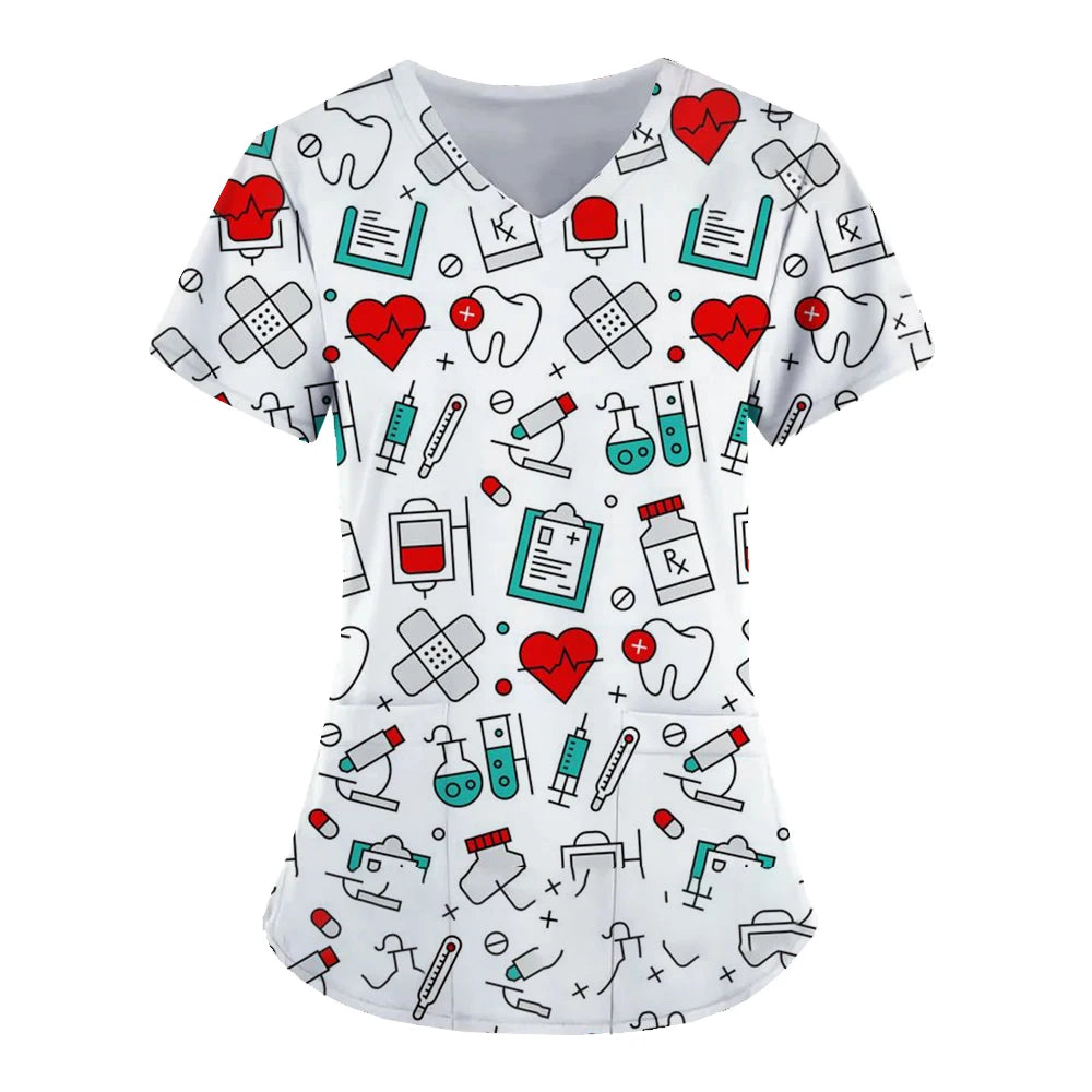 Medical Tools Graphic Healthcare Uniform Nurse Clinic Nursing Workwear