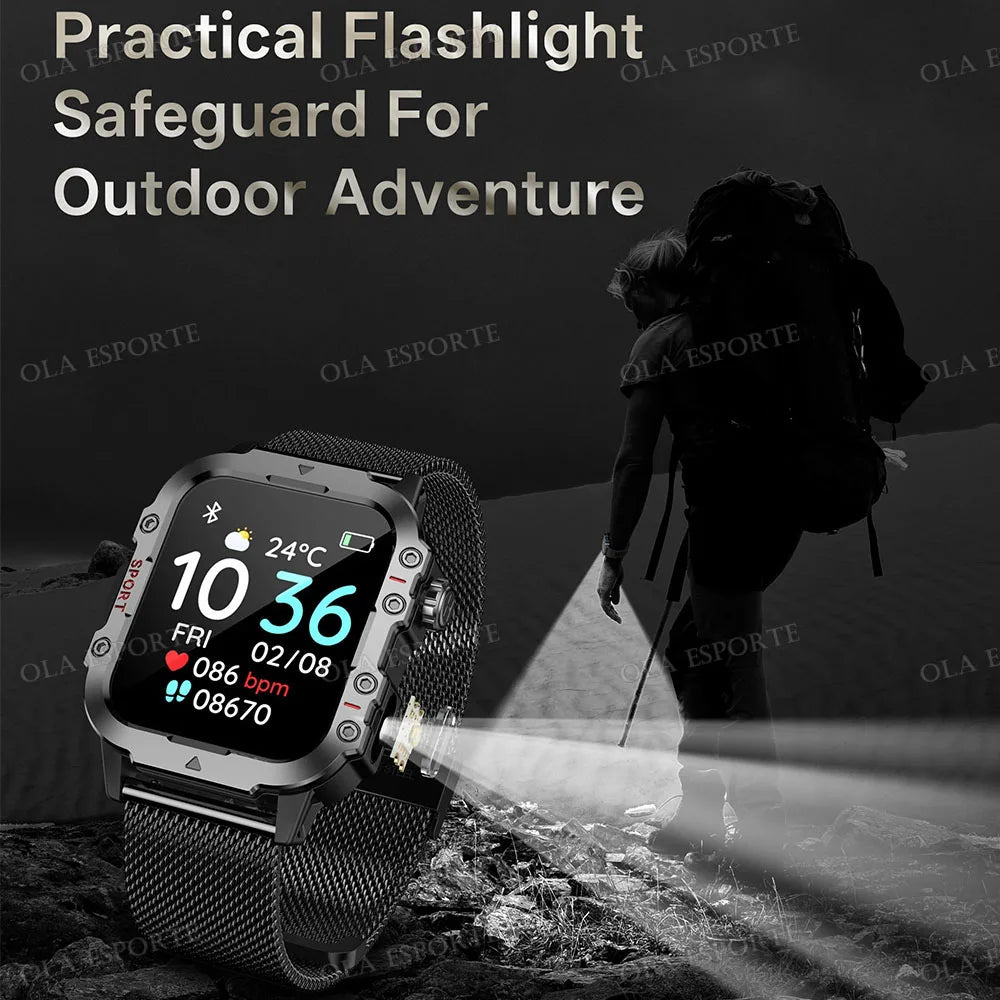 2025 New Military Smart Watch Men IP67 3ATM Waterproof Outdoor Sports