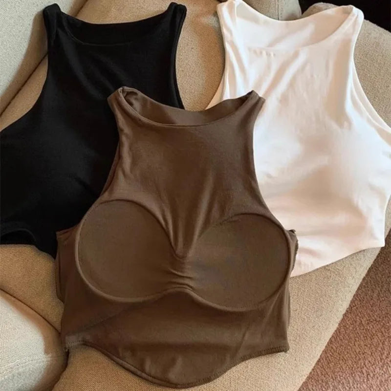 Women's U Sports Bra with Cups Summer Yoga Tank Top Padded Running