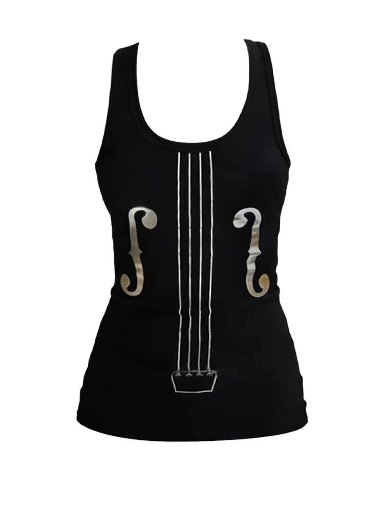 Seeslim Print Tank Tops Women Summer Tops Punk Style Black 2000s