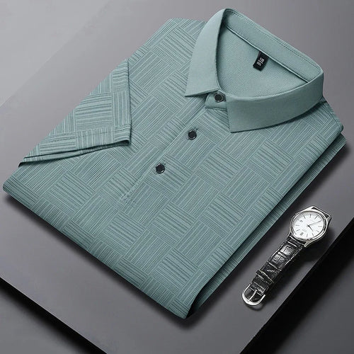 2024 Men's New Printed Business Casual Short sleeved POLO Shirt