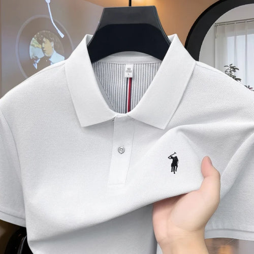 100% pure cotton high-end brand men's short sleeve polo shirt 2026