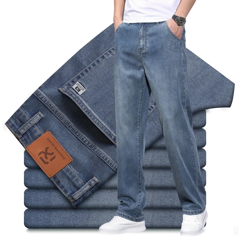 Plus Size 2026 Summer Brand Men's Straight Fit Loose Lyocell