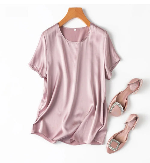 100% Mulberry Silk 19 Momme Charmeuse Silk Women Tank Top T-shirt