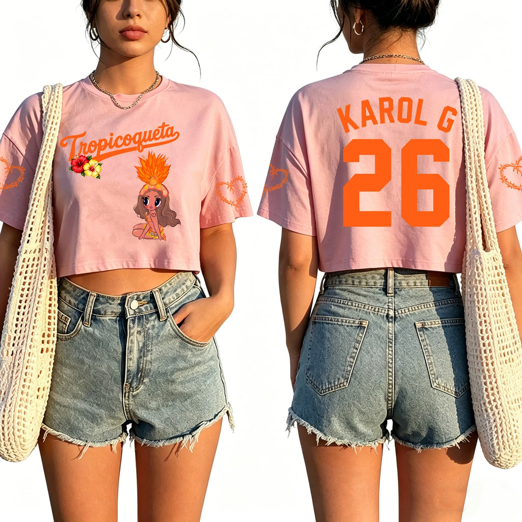 2026 Karol G Tour Cropped T-shirt Women Casual Short Sleeve Graphic
