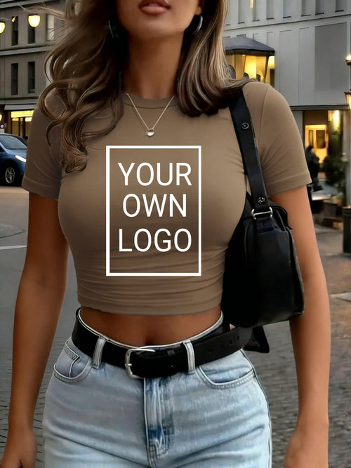 Customized The Logo Picture Women Crop T-Shirt Y2K Slim Summer Short