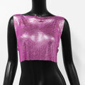 2024 New Shiny Metal Sequins Tank Top Sexy Round Neck Backless