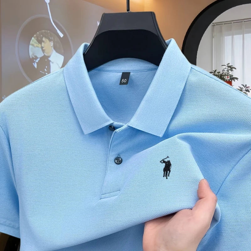100% pure cotton high-end brand men's short sleeve polo shirt 2026
