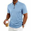 Summer Men's Casual Business Short Sleeve 9-Color Jacquard 1/4 Zip