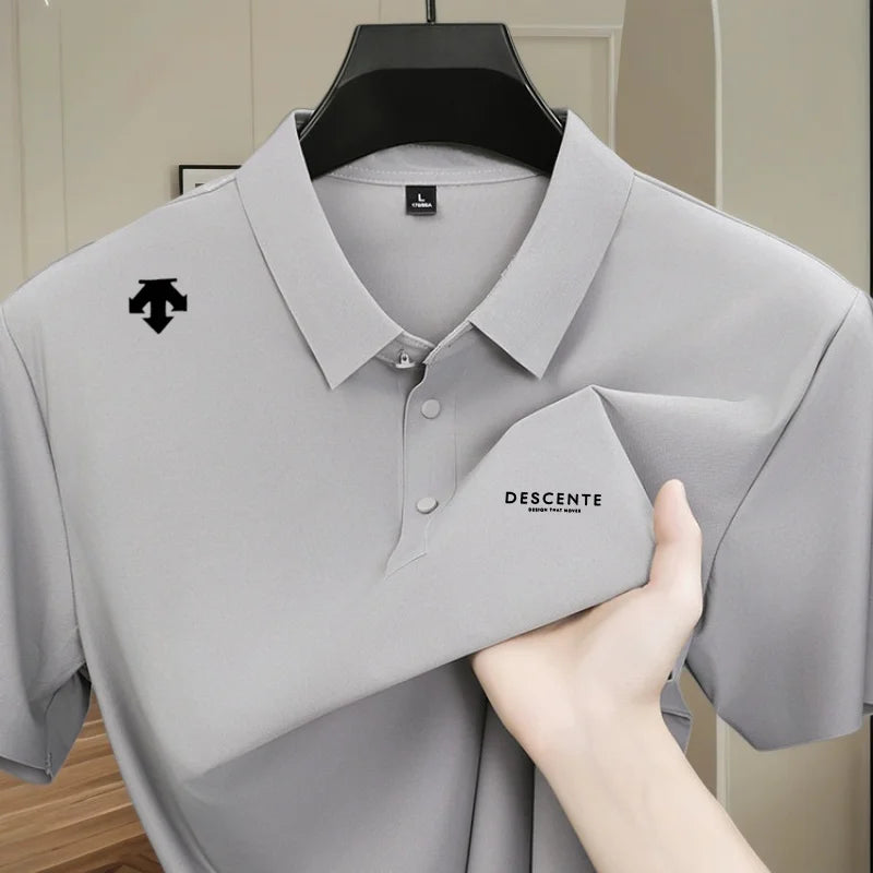 High quality ice silk polo shirt short sleeved men's sports brand