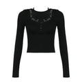 Solid Bow Stitching Square Collar T-shirt Korean Fashion Women's