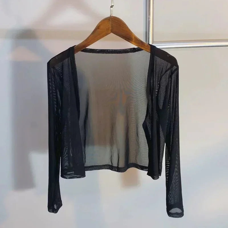 Ice Silk Mesh Cardigan Korean Fashion Sunscreen Top Spring Summer